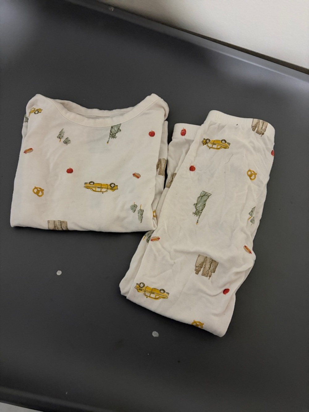 Carter's Cream Pajama Set with Yellow Car & Green Nature Motifs